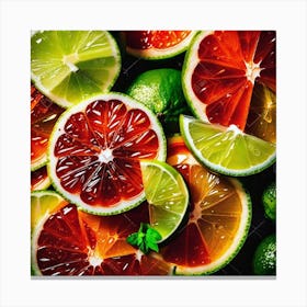 Blood Orange and lime Slices Canvas Print