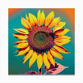 Colorful Sunflower, Inspired By Andy Warhol 1 Canvas Print