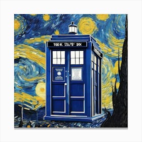 tardis van goth starry night Canvas Print