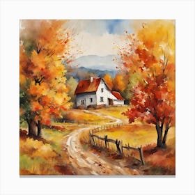 Fall Landscape Farmhouse 1 Canvas Print