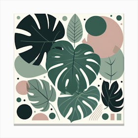 Scandinavian style, Large green monstera leaves 2 Canvas Print