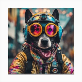 Dog With Goggles Canvas Print