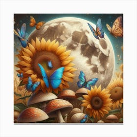 Sunflowers And Butterflies 10 Canvas Print