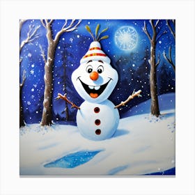 Joyful Snowman Painting A Festive Winter Scene 1 Canvas Print