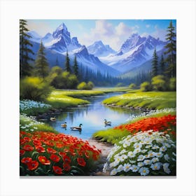 River In The Mountains Canvas Print