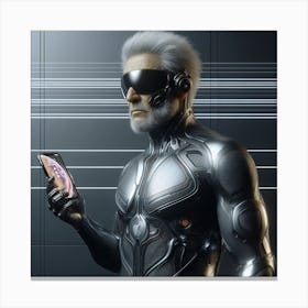 Man Holding A Cell Phone Canvas Print