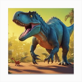 Dinosaurs In The Jungle Canvas Print