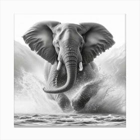 Elephant Splashing Water 1 Lienzo