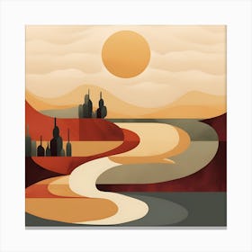 'Sunset In The Desert' Abstract Landscape Painting Canvas Print