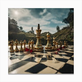 Queen of Hearts lifesize Chess set Canvas Print