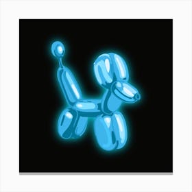 Blue Neon Balloon Dog Square Wall Art Canvas Print