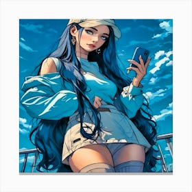 Anime Girl With Blue Hair-Drucke 07.12.2024--e3a8f3 Canvas Print