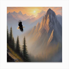 A Mesmerizing Mountain Sunrise Painting (1) Canvas Print