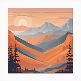 Misty mountains background in orange tone 2 Canvas Print