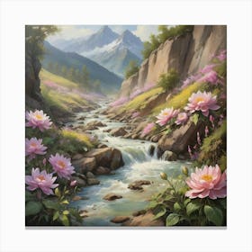 Lotus Stream Art Print Paintings Canvas Print