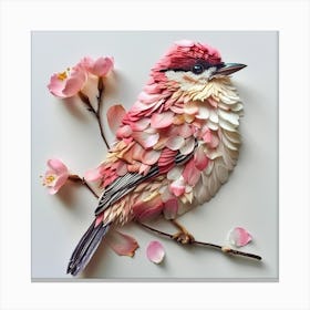 Bird With Pink Blossoms Canvas Print