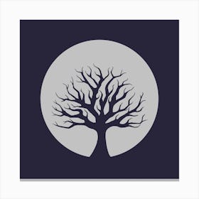 Minimalist Full Moon Silhouette with Tree - Moon Magic Canvas Print