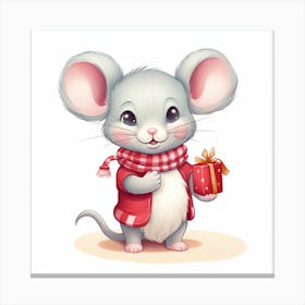 Cute Mouse With Gift 1 Canvas Print