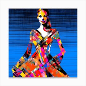 Woman In A Colorful Dress Canvas Print