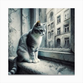 Cat In The Window 2 Canvas Print