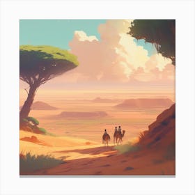 Sahara Countryside Peaceful Landscape Golden Ratio Fake Detail Trending Pixiv Fanbox Acrylic Pal (4) Canvas Print