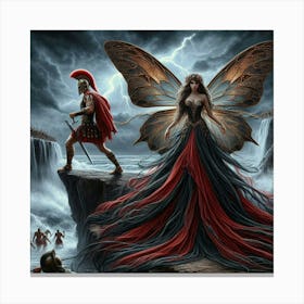 Spartacus Warriors And The Fairy Canvas Print