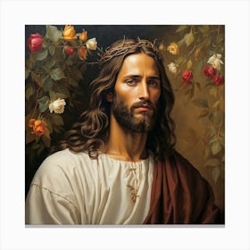 Jesus With Roses Canvas Print