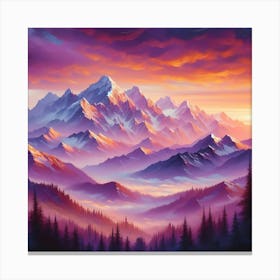 Sunset Over The Mountains Canvas Print