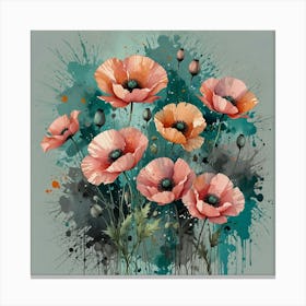 Leonardo Lightning Xl Watercolor Art An Prints Of Pink Poppy F 0 Canvas Print