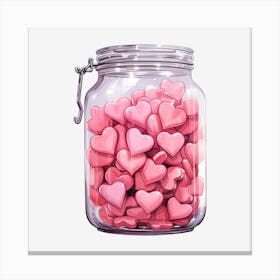Pink Hearts In A Jar 5 Canvas Print