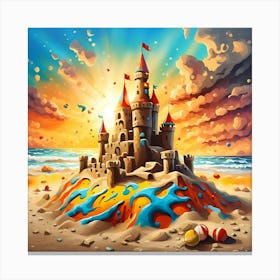 Sandcastle Kingdom In The Sand 1 Canvas Print