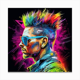 Neon Man With Mohawk Canvas Print