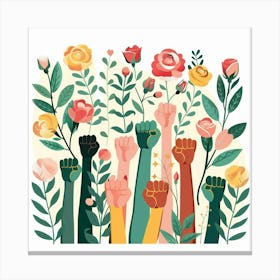 Women Support Other Women Colorful Floral Feminism Artwork Canvas Print