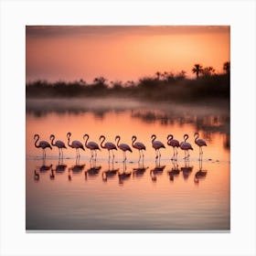 Flamingos At Sunrise art print Canvas Print