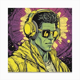 Cosmic Man With Headphones Canvas Print