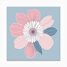 A White And Pink Flower In Minimalist Style Square Composition 299 Canvas Print