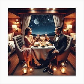 Romantic Dinner On A Train Canvas Print