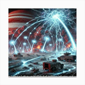 A Sci Fi Depiction Of Ion Storm Missiles Lethal Impact Canvas Print