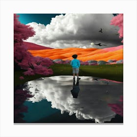 Child In A Field Canvas Print