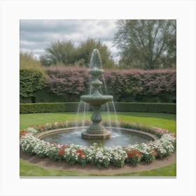 Fountain In A Garden 1 Canvas Print