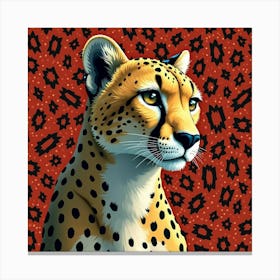 A Cheetah With A High Contrast, Graphic Design Background Canvas Print