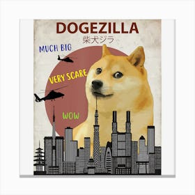 Dogezilla Funny Doge Meme Shiba Inu Dog Canvas Print