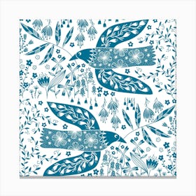 Teal Green Peace Dove Birds Canvas Print