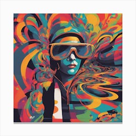 New Poster For Ray Ban Speed, In The Style Of Psychedelic Figuration, Eiko Ojala, Ian Davenport, Sci (4) 1 Canvas Print