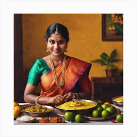 tamil girl food ai art 1 Canvas Print