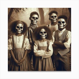 Family Of Skeletons Canvas Print