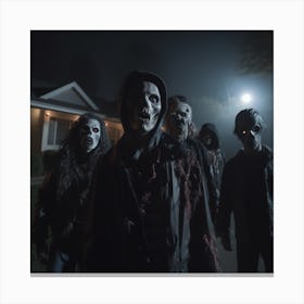 Zombies At Night Canvas Print