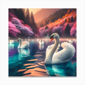 Swans In The Lake Canvas Print