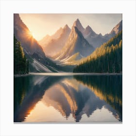 Sunrise Over Mountain Lake Canvas Print