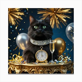 Leonardo Phoenix 10 A Regal Black Cat With Piercing Green Eyes 3 Canvas Print